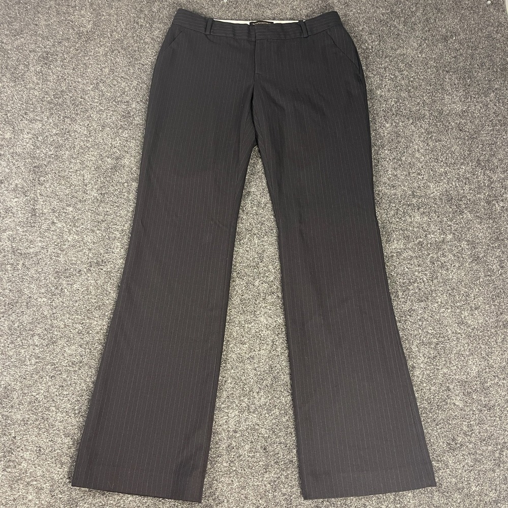 BANANA REPUBLIC Womens Dress Pants 6R Martin Fit Black Pinstripe Business Career